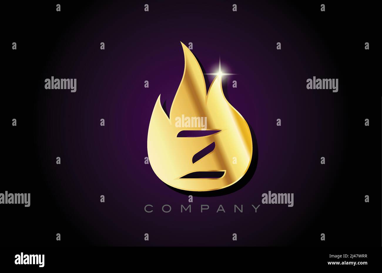 gold golden flames Z alphabet letter logo design. Creative icon ...