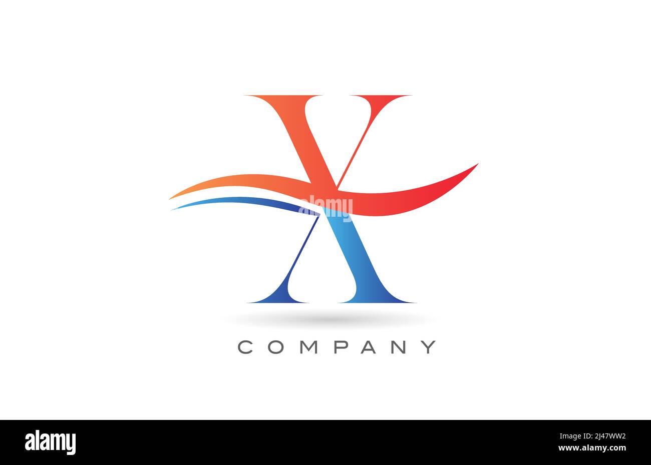 orange blue X alphabet letter logo design. Creative icon template for ...