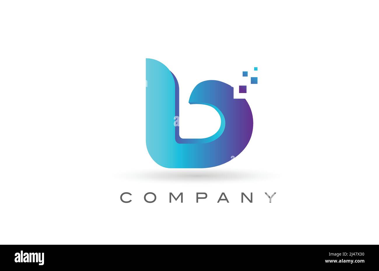 B alphabet letter logo icon design with blue dot. Creative template for ...
