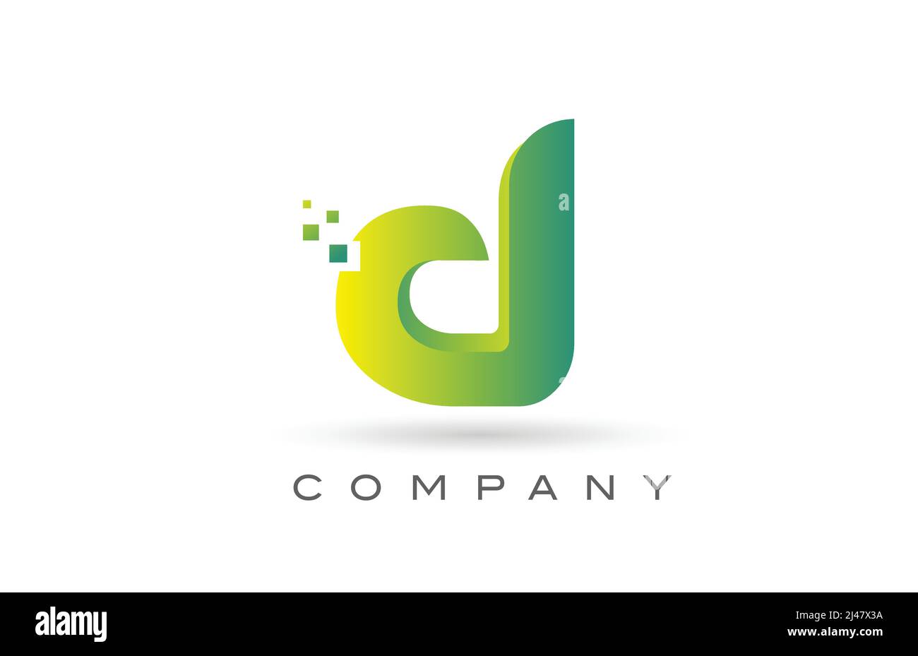 D alphabet letter logo icon design with green dot. Creative template ...
