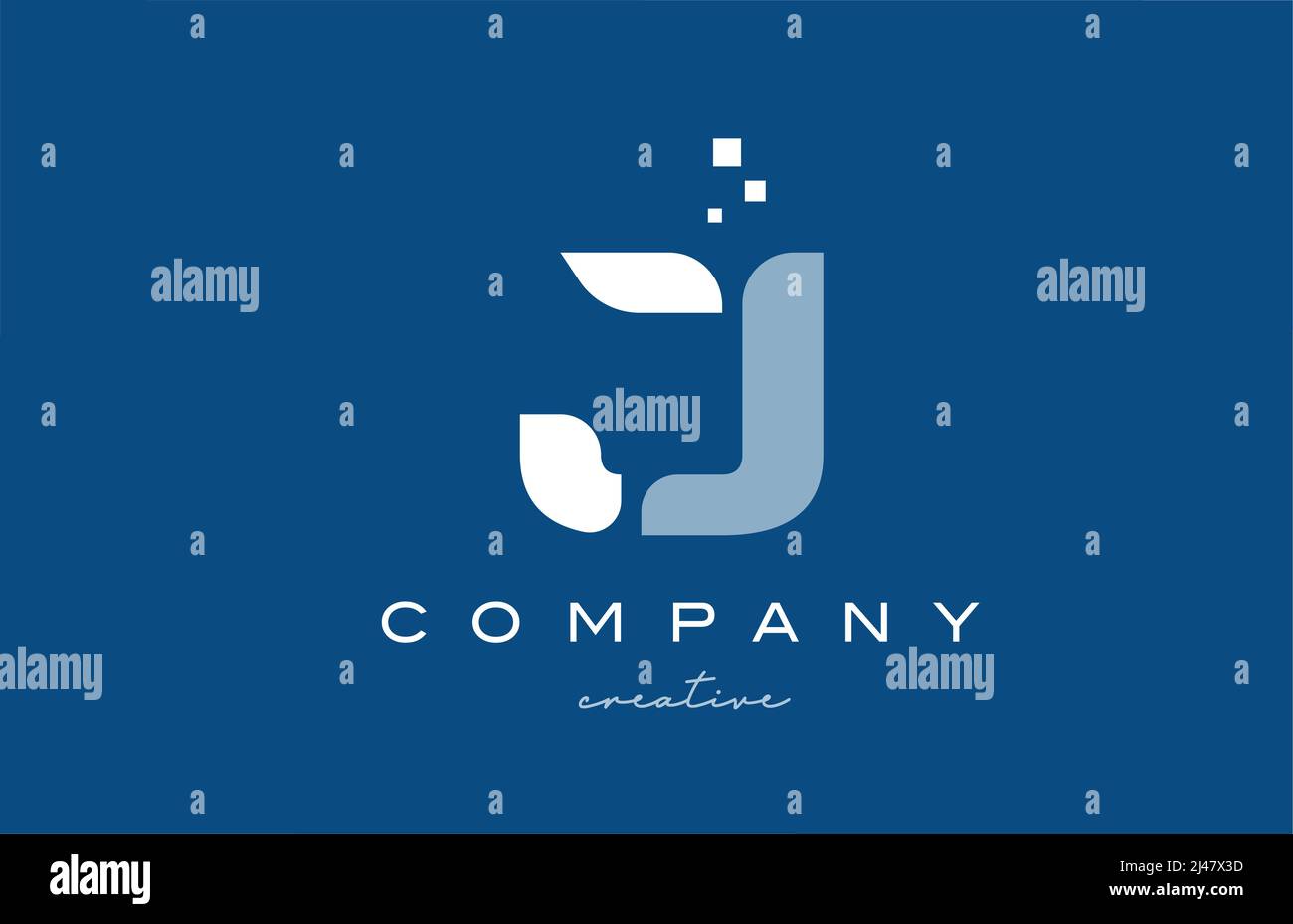 J alphabet letter logo icon design. Blue white creative template for ...