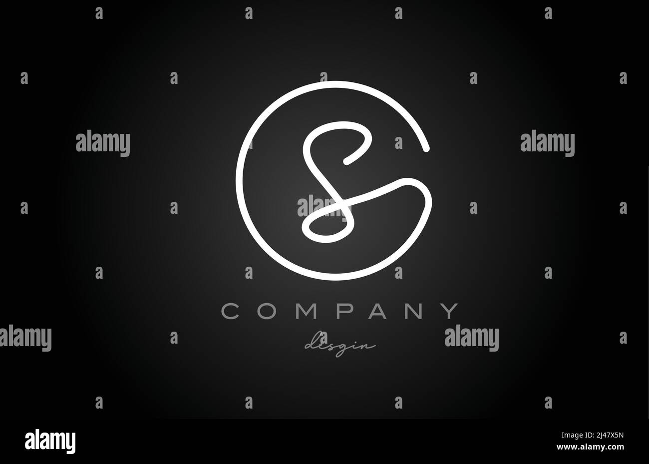 black and white S alphabet letter logo icon design. Handwritten ...