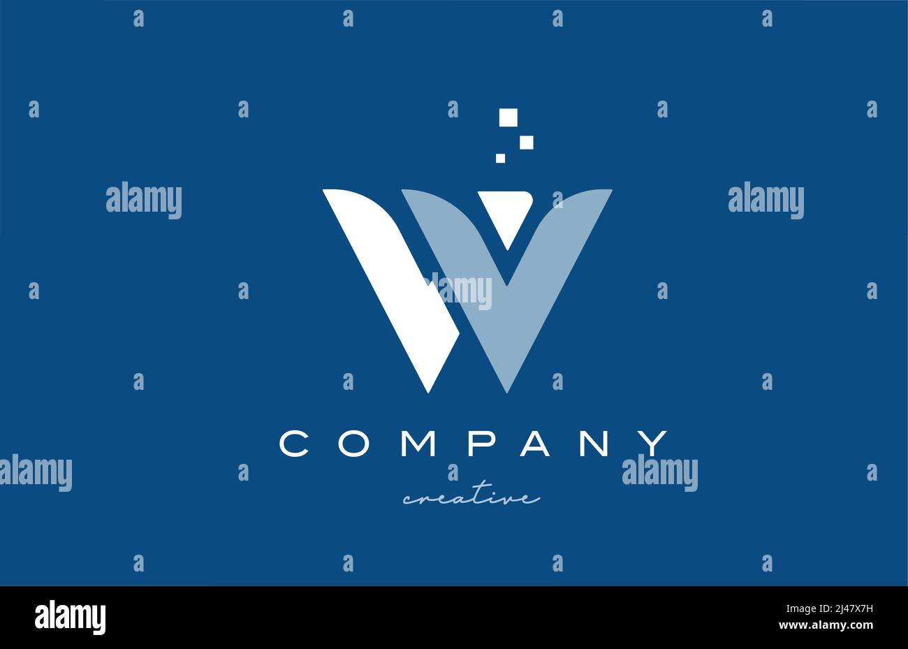 W alphabet letter logo icon design. Blue white creative template for ...
