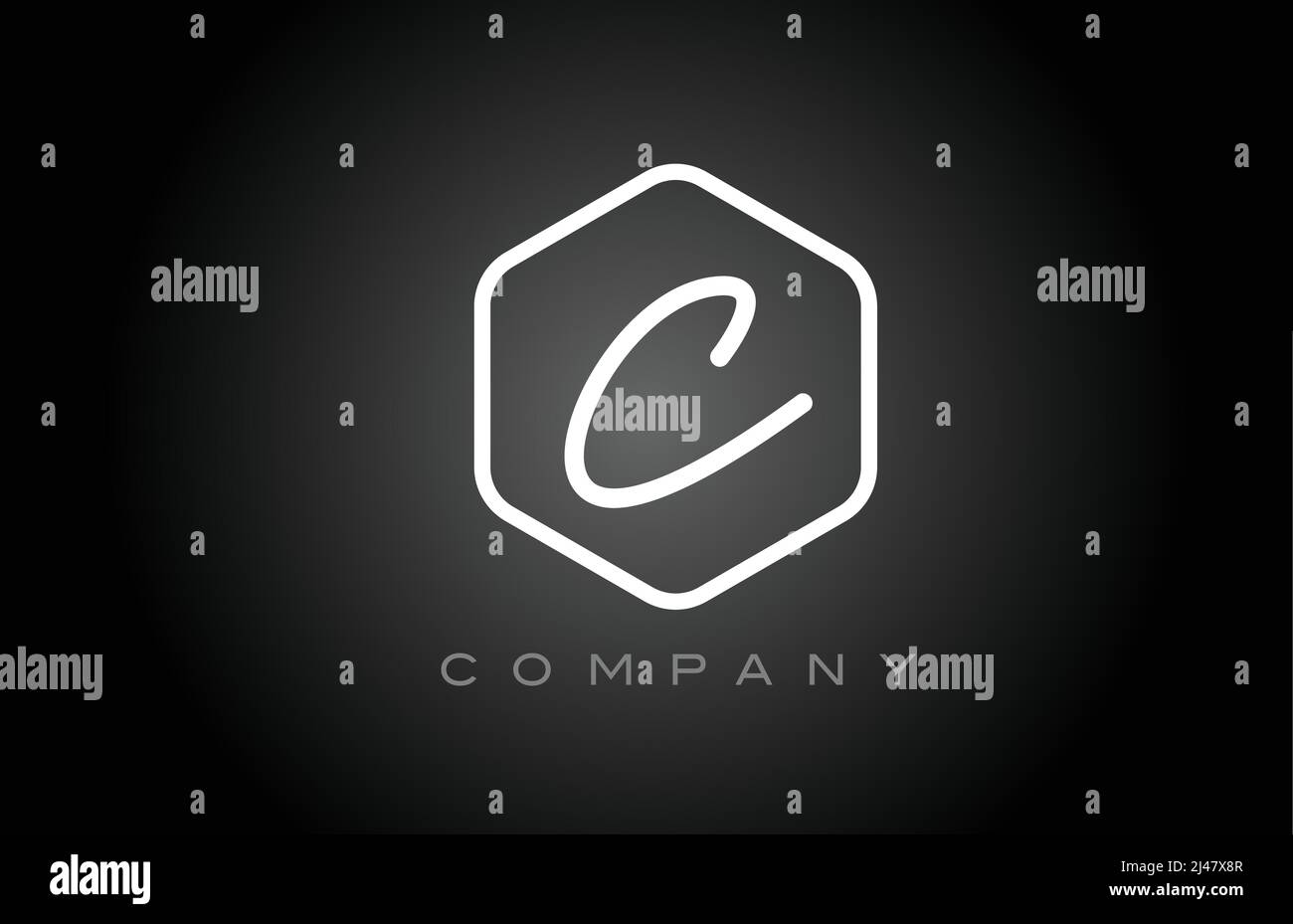 hexagon black and white C alphabet letter logo icon design. Creative ...