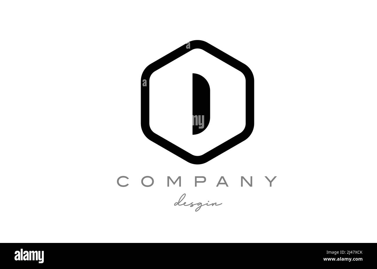 black and white I alphabet letter logo icon design with hexagon ...