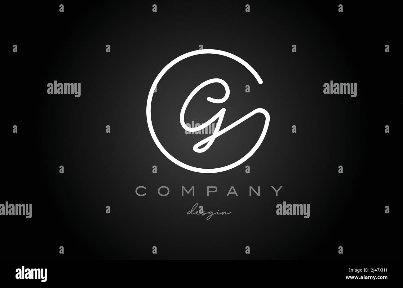 black and white G alphabet letter logo icon design. Handwritten ...