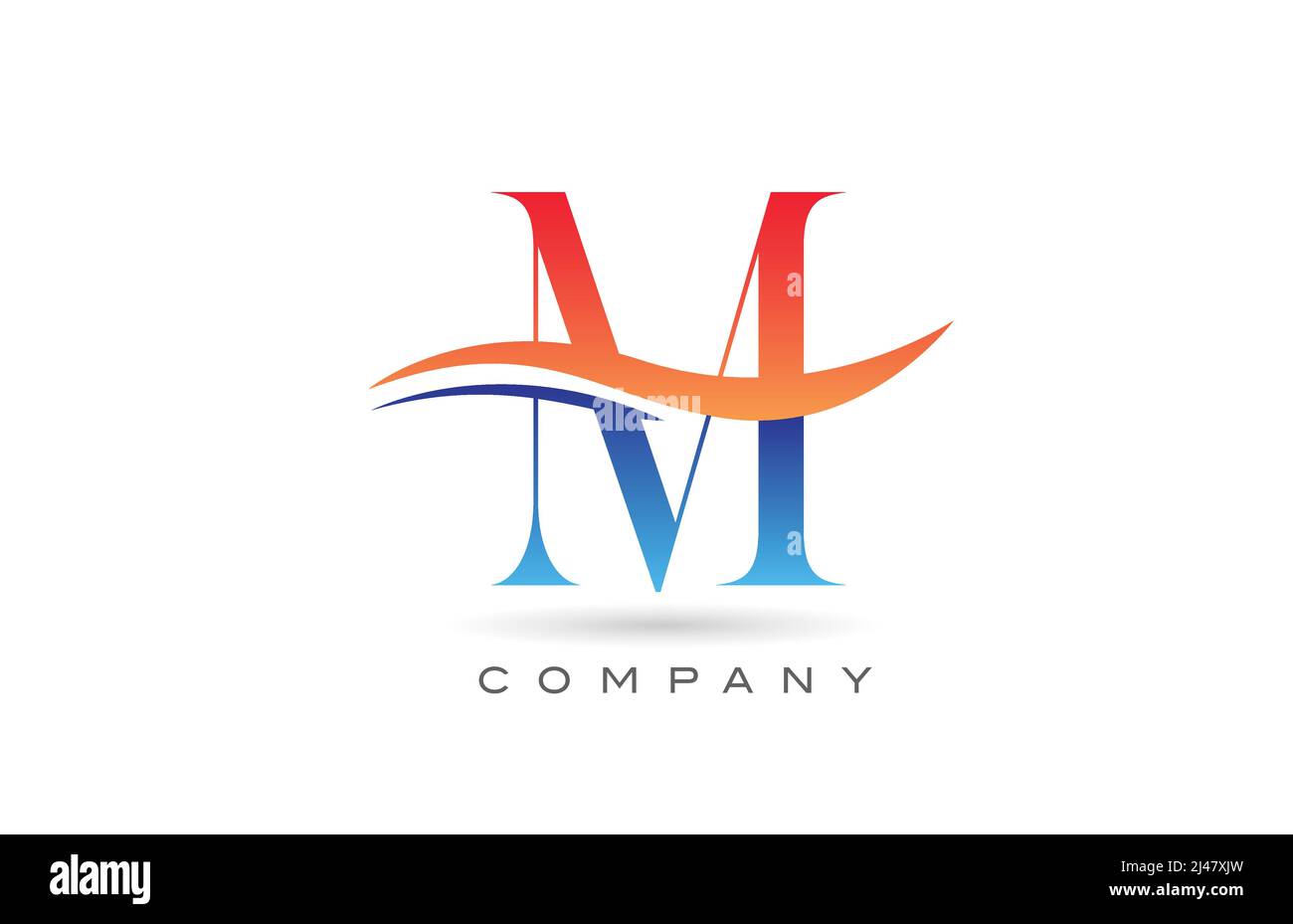 orange blue M alphabet letter logo design. Creative icon template for ...