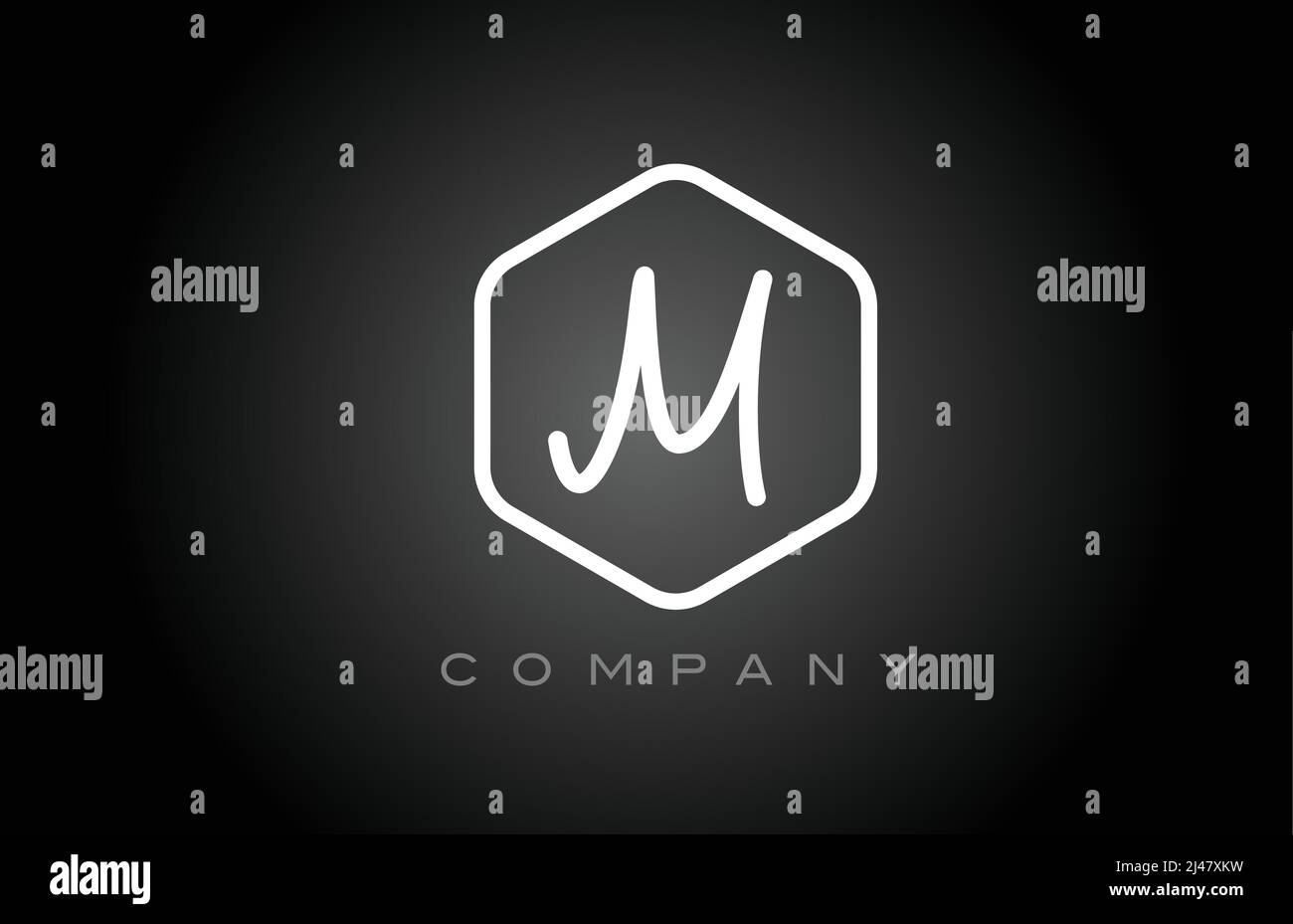hexagon black and white M alphabet letter logo icon design. Creative ...