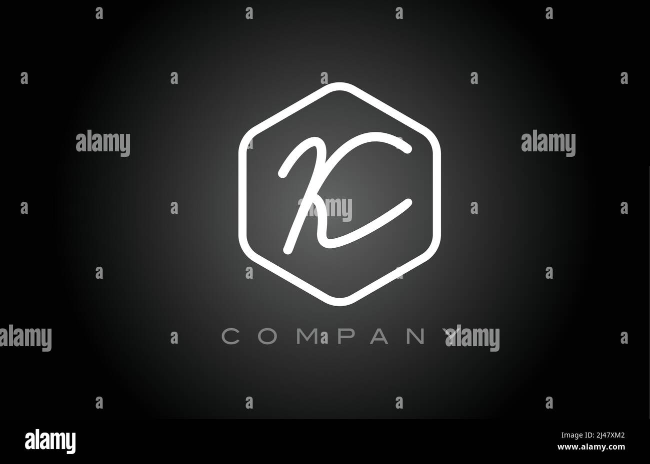 hexagon black and white K alphabet letter logo icon design. Creative ...