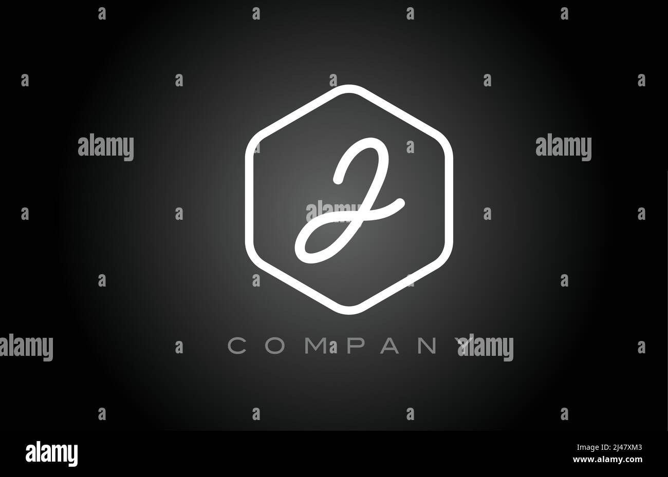 hexagon black and white J alphabet letter logo icon design. Creative ...