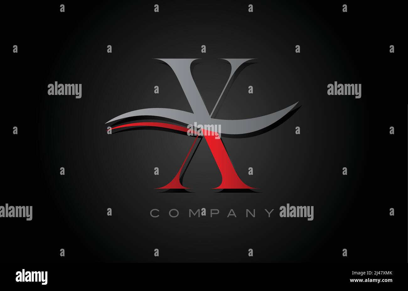 red and grey X alphabet letter logo design. Creative icon template for ...