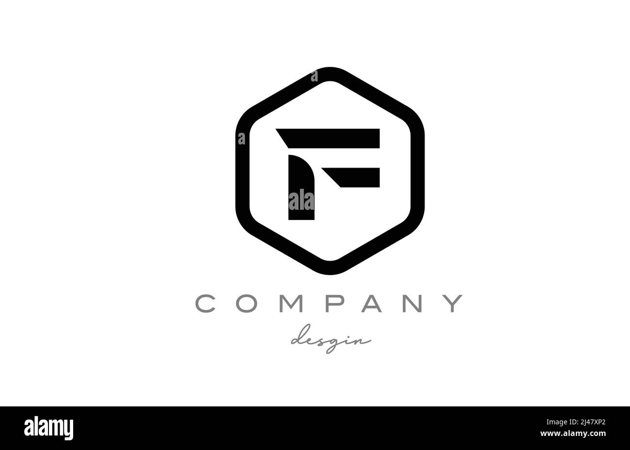 black and white F alphabet letter logo icon design with hexagon ...