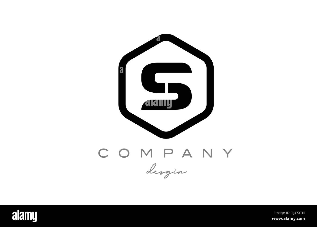 black and white S alphabet letter logo icon design with hexagon ...