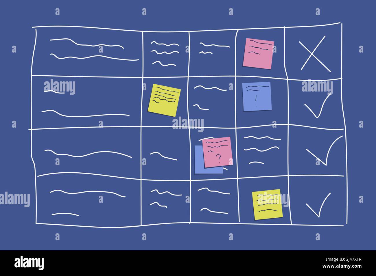 Planning board concept with sticking colorful papers and writing tasks