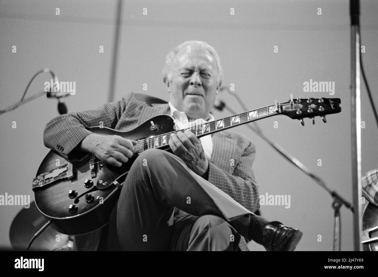 American jazz guitarist Herb Ellis performng at the 1982 Capital Radio Jazz Festival in