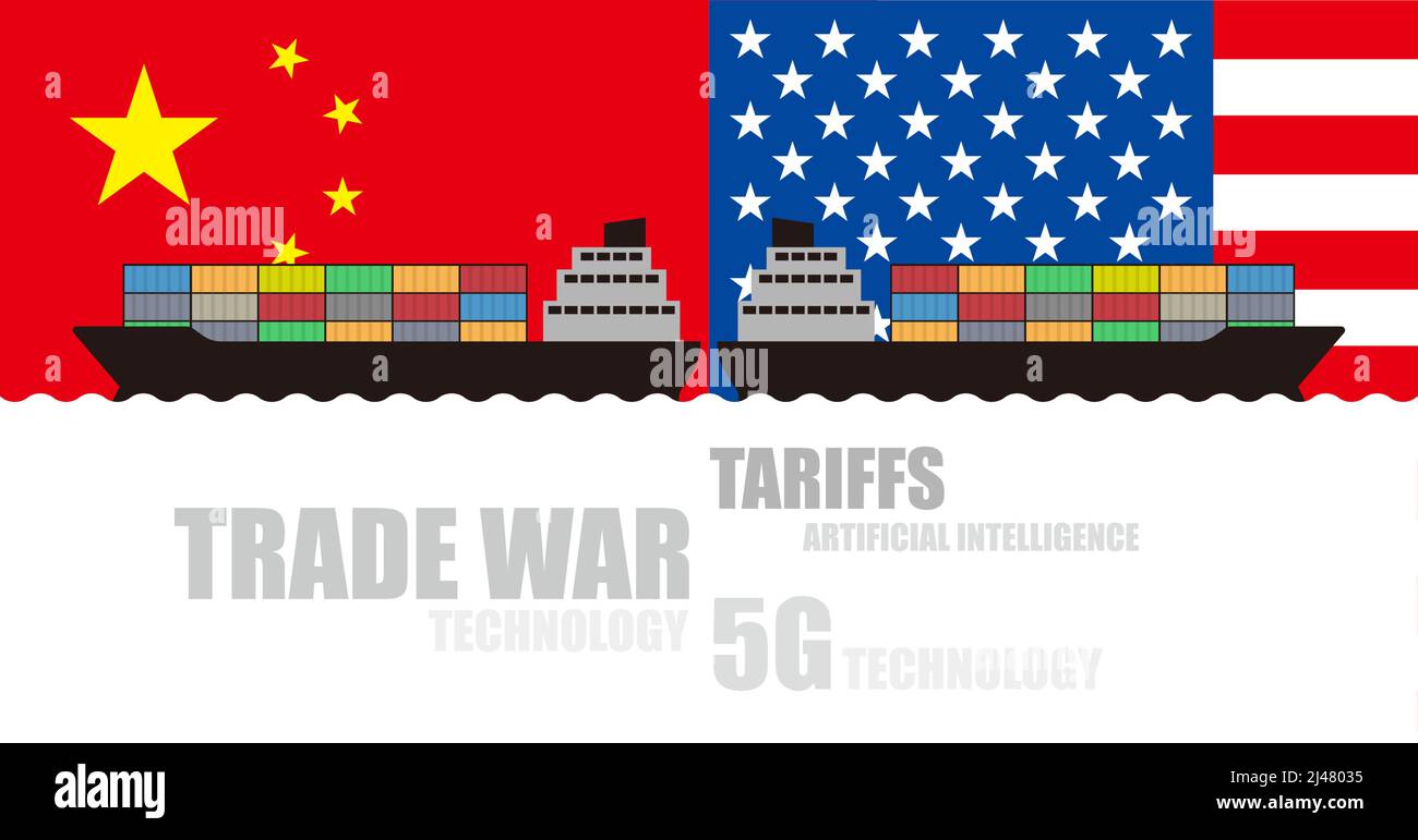 Trade war of China and United States, Vector illustration Stock Vector