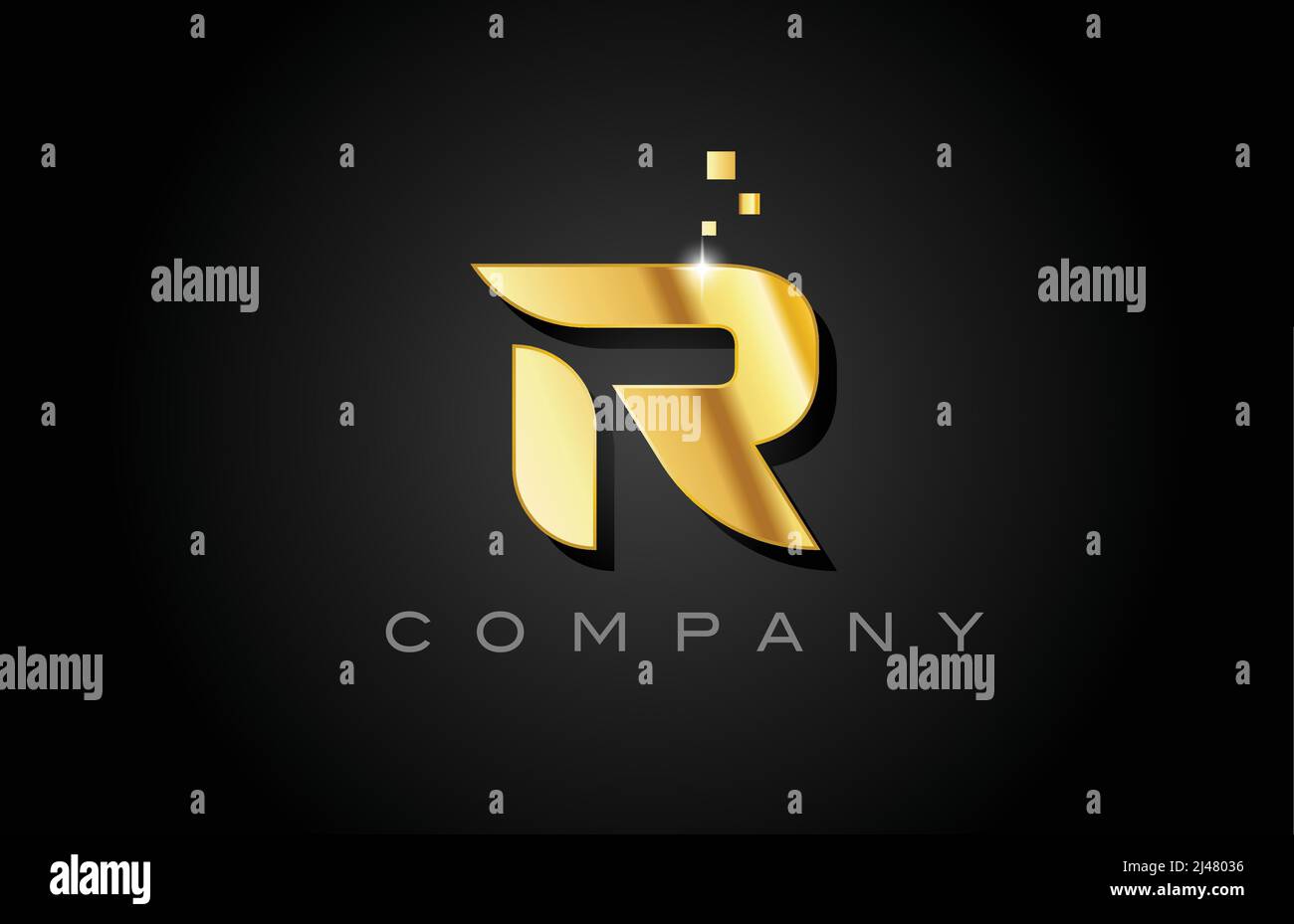 metal gold R alphabet letter logo icon design. Creative template for ...