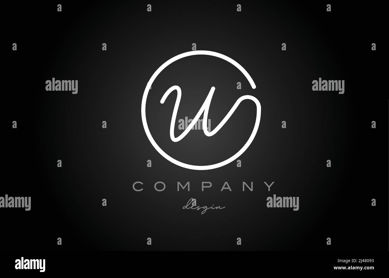 black and white W alphabet letter logo icon design. Handwritten ...