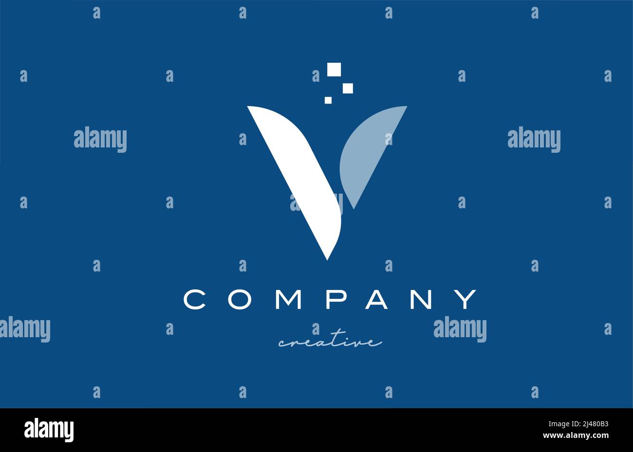 V alphabet letter logo icon design. Blue white creative template for ...