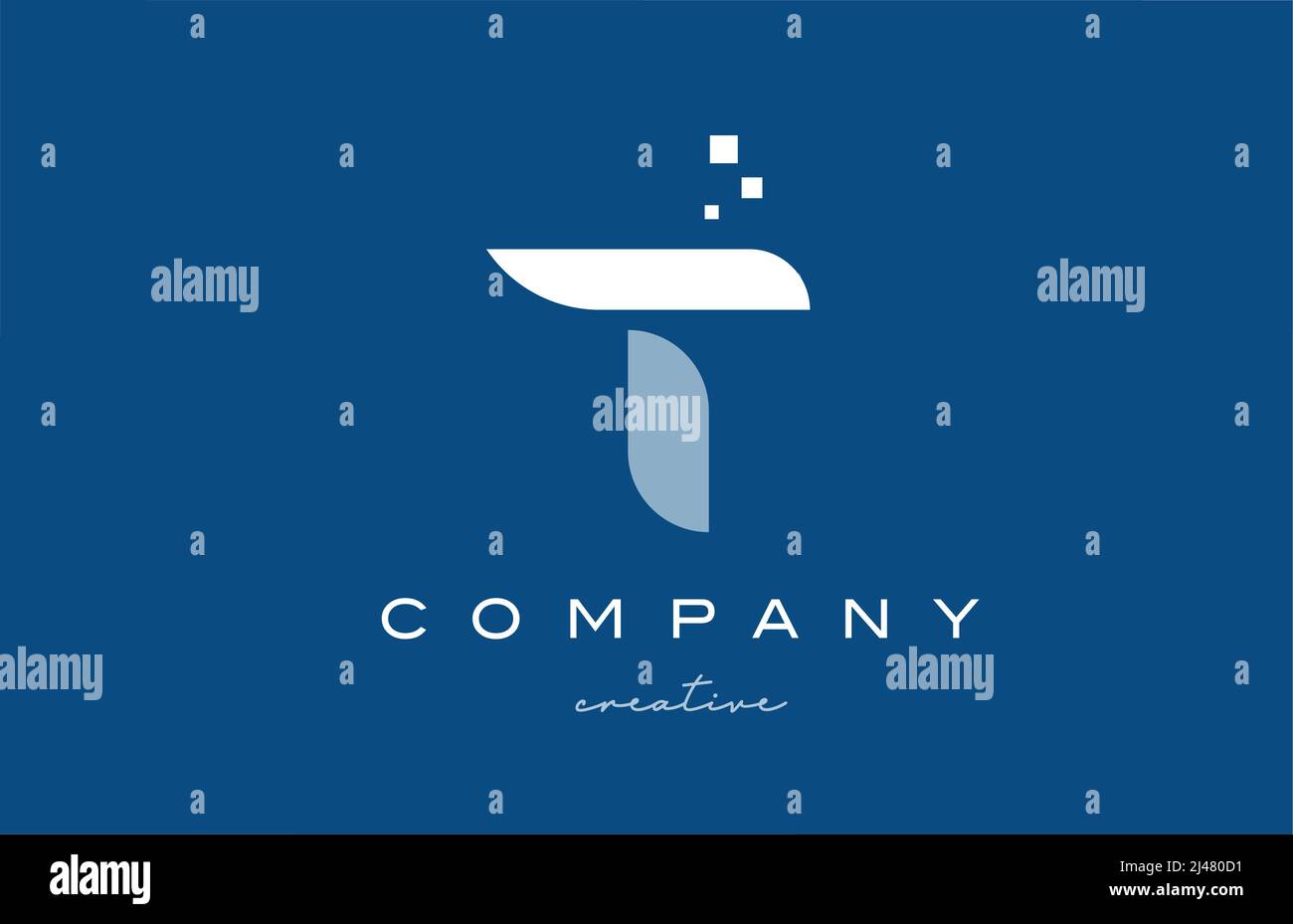 T alphabet letter logo icon design. Blue white creative template for ...