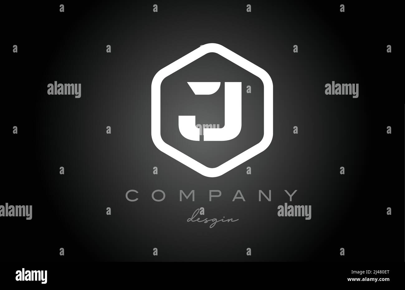 J black and white hexagon alphabet letter logo icon design. Creative ...