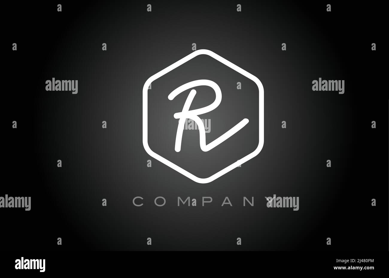 hexagon black and white R alphabet letter logo icon design. Creative ...