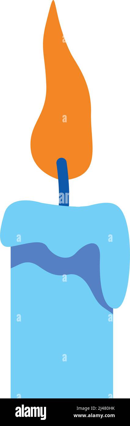 Burning blue candle semi flat color vector object Stock Vector
