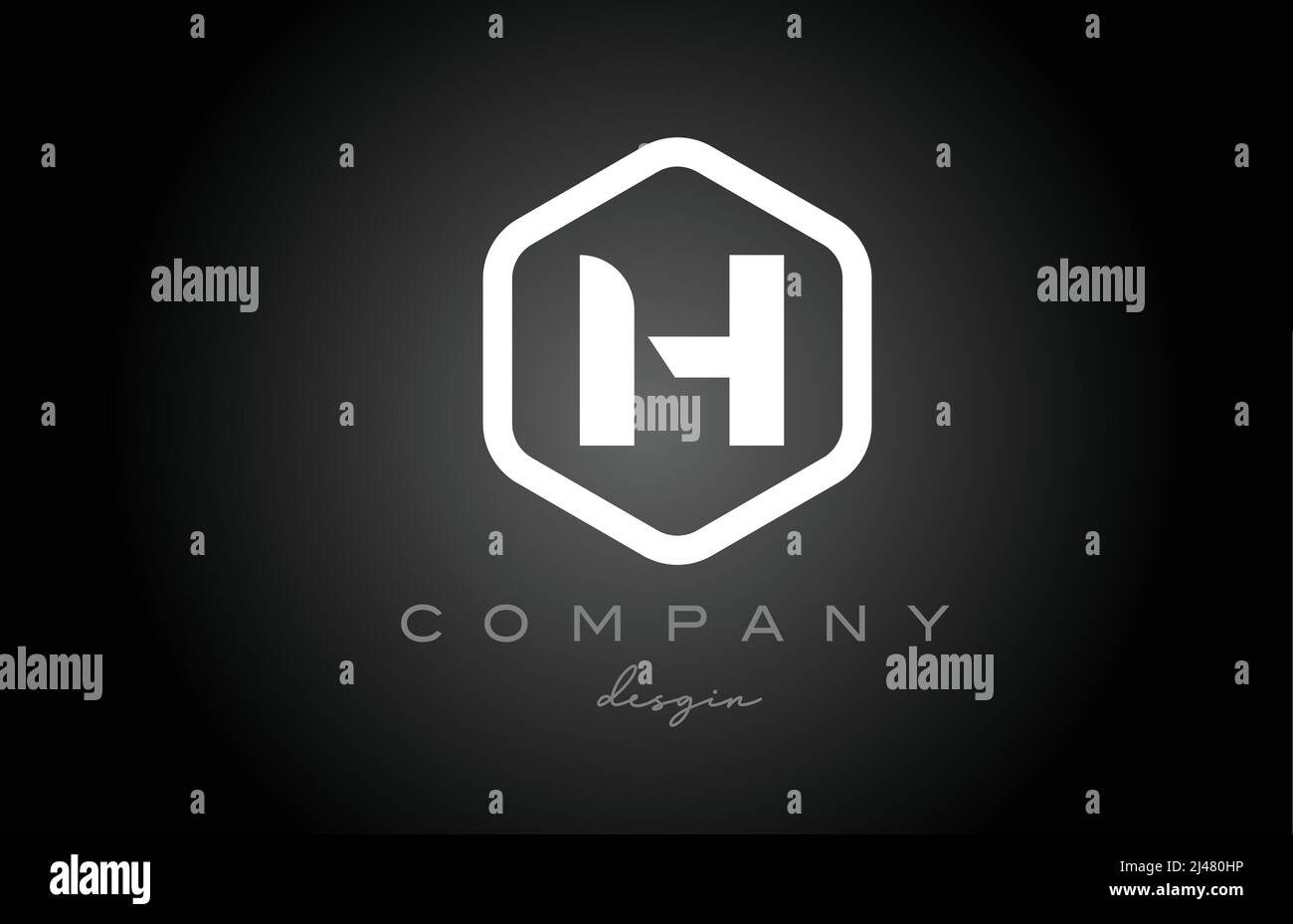 H black and white hexagon alphabet letter logo icon design. Creative ...