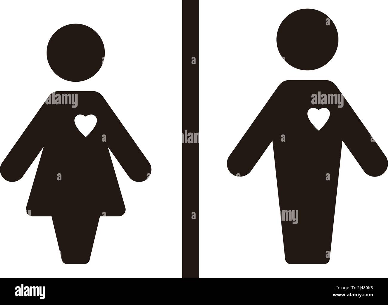 WC man and woman black icon design, vector illustration Stock Vector