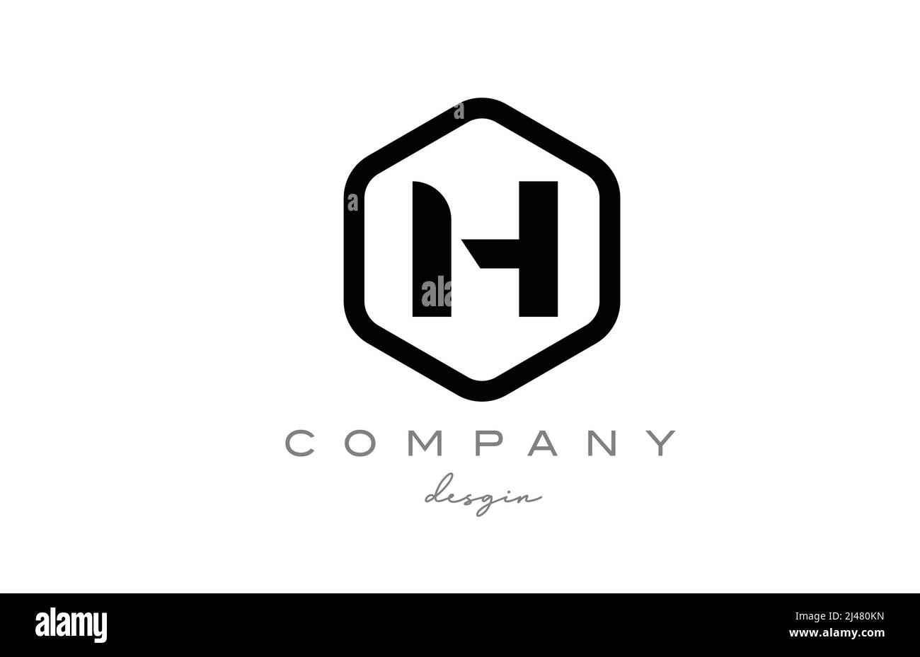 black and white H alphabet letter logo icon design with hexagon ...