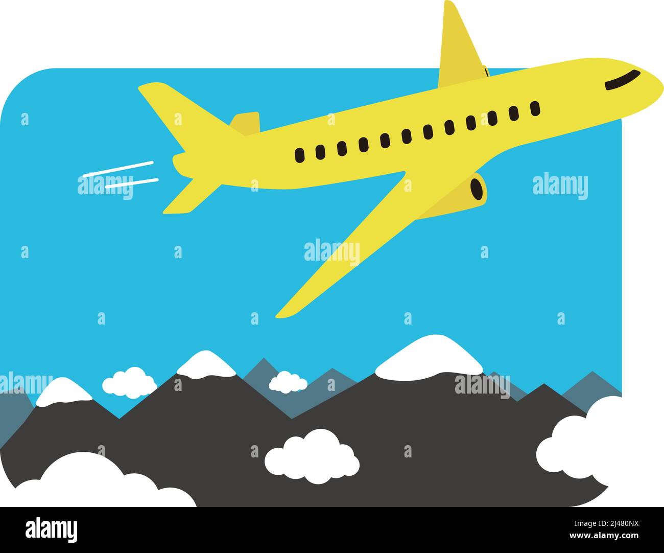 The private plane fly over the mountain, vector illustration Stock Vector