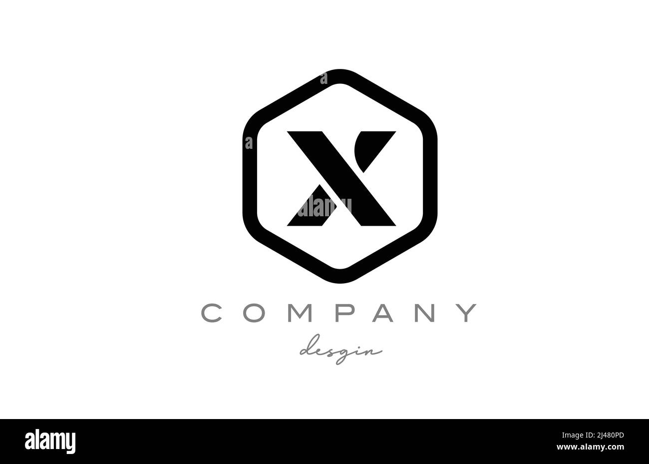 black and white X alphabet letter logo icon design with hexagon ...