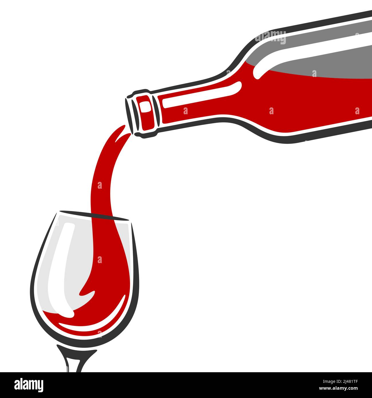 Illustration of bottle and glass with red wine. Image for restaurants and  bars Stock Vector Image & Art - Alamy