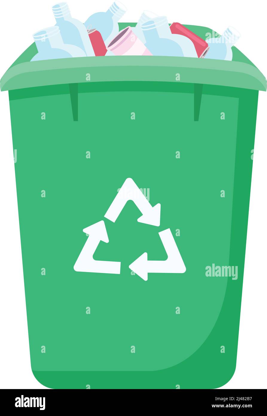 Trash can for plastic bottles semi flat color vector object Stock Vector