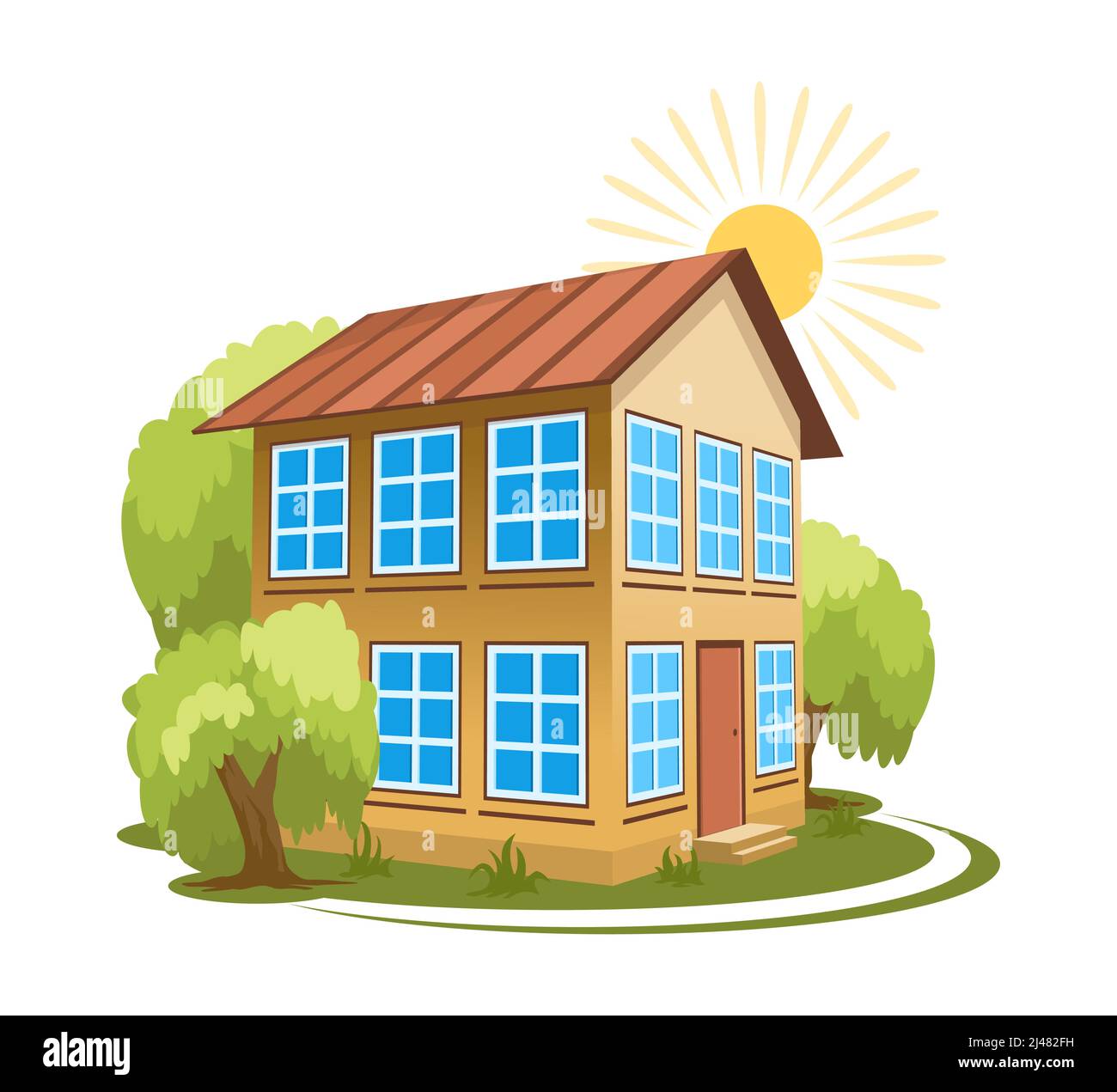 Summer landscape. House surrounded by trees Stock Vector Image & Art ...