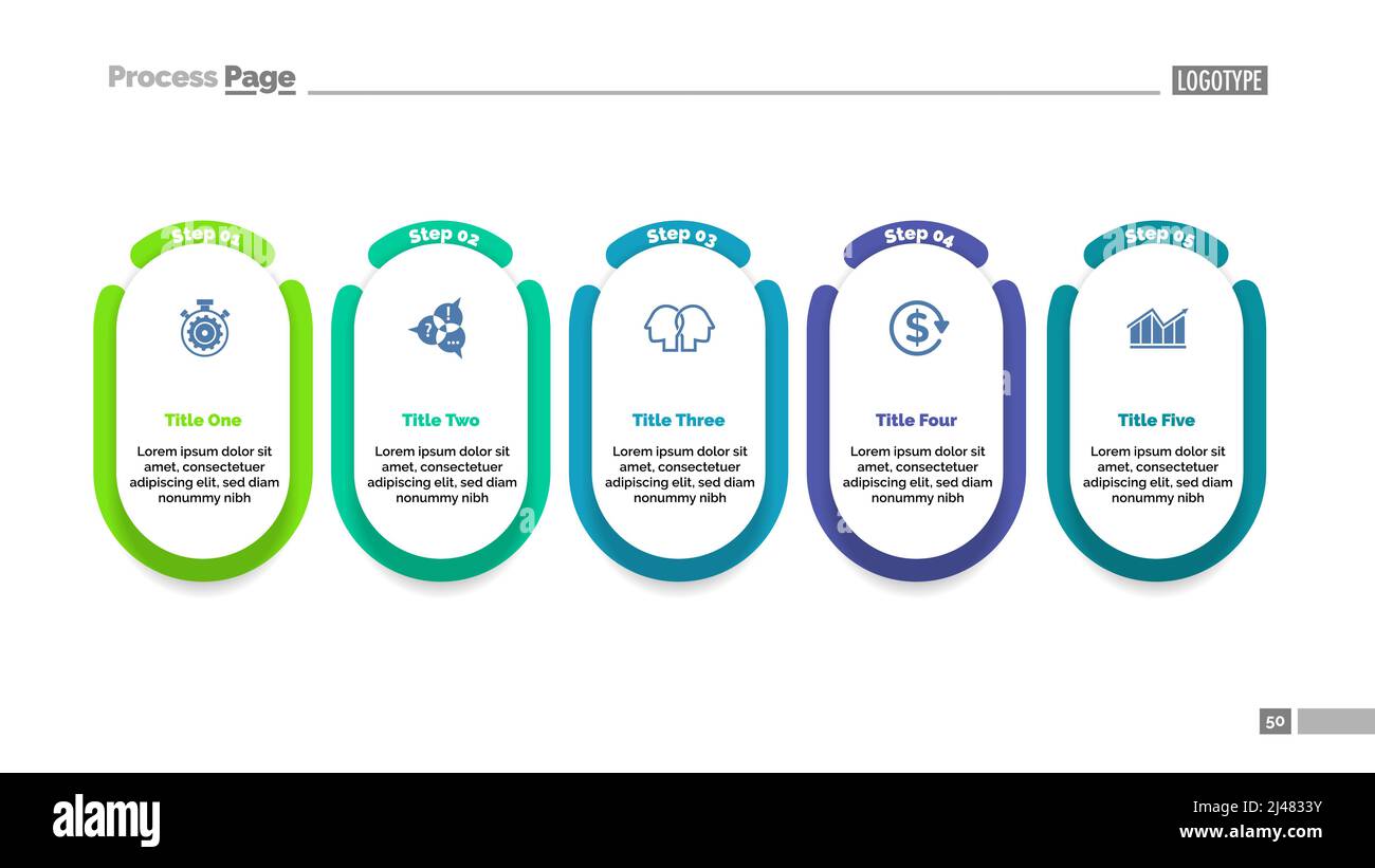 Five steps project process chart template for presentation. Vector illustration. Abstract elements of diagram, graph, infochart. Idea, insurance, busi Stock Vector