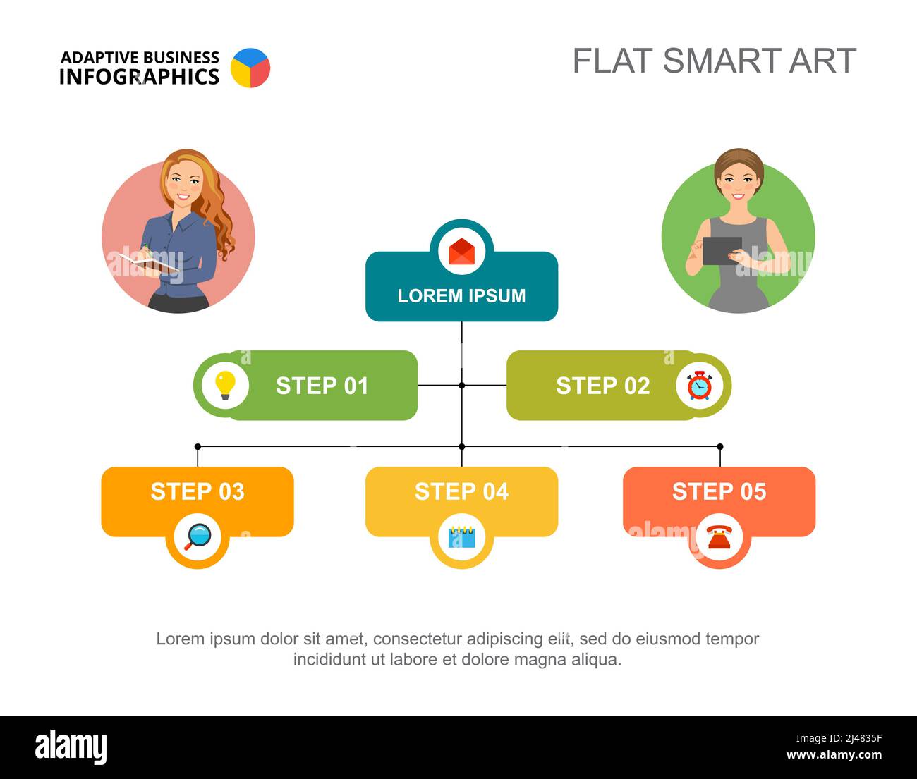 Five steps flowchart template for presentation. Vector illustration ...