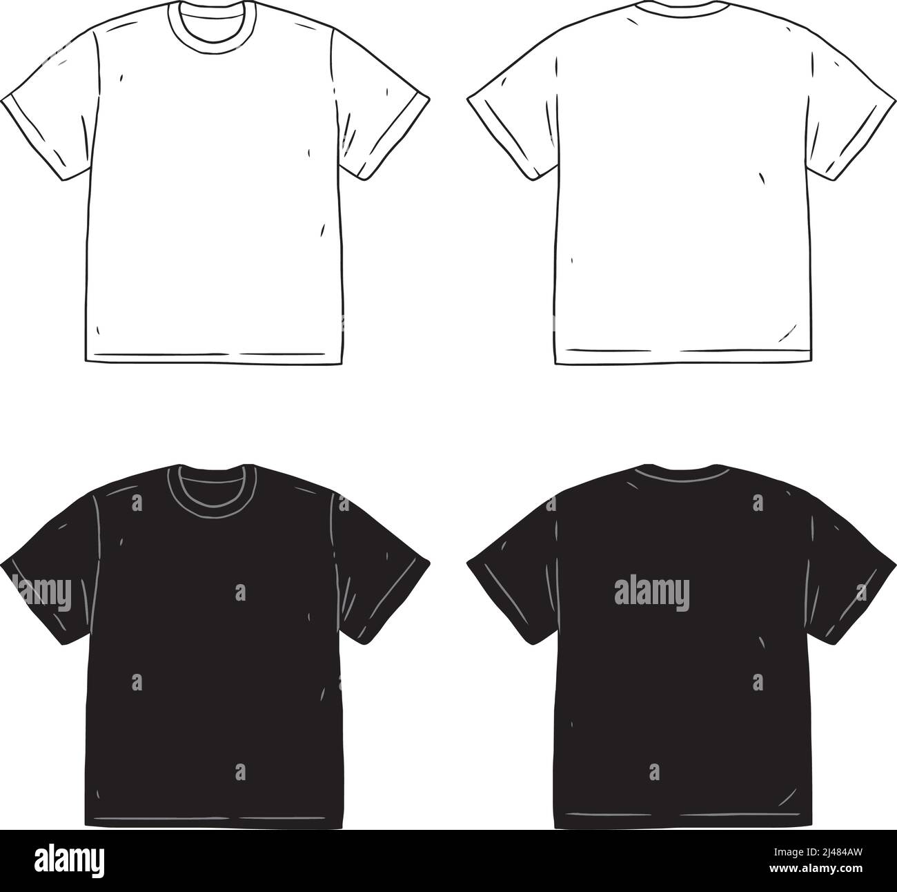Black and white blank t-shirt mockup front back Vector Image