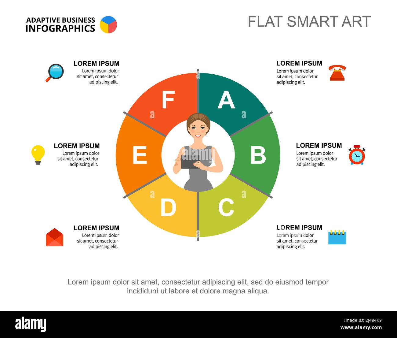 Six Elements Process Chart Template For Presentation Business Data