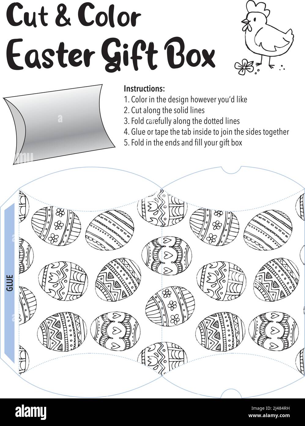 Cut and Color Easter Gift Box Stock Vector
