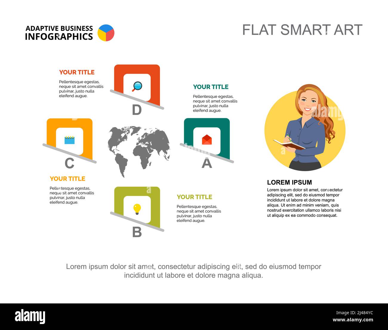 Four options project process chart template for presentation. Vector ...