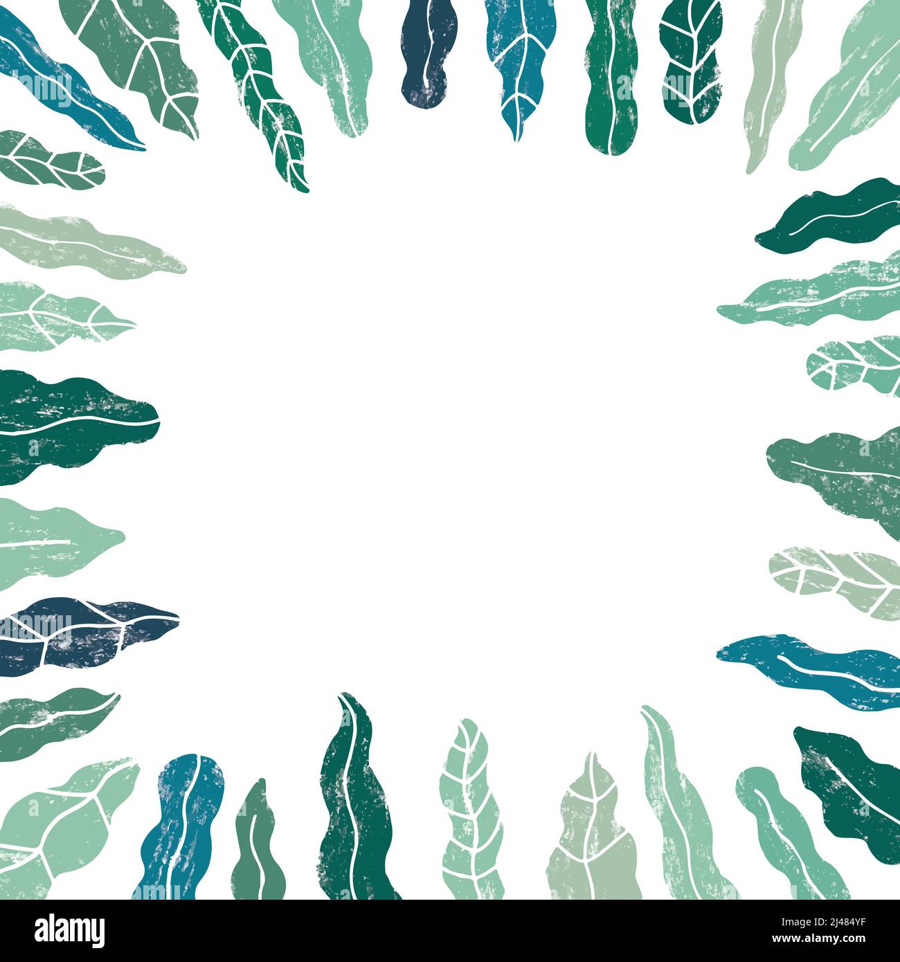 Hand drawn vector illustration of green leaf with blank space for text