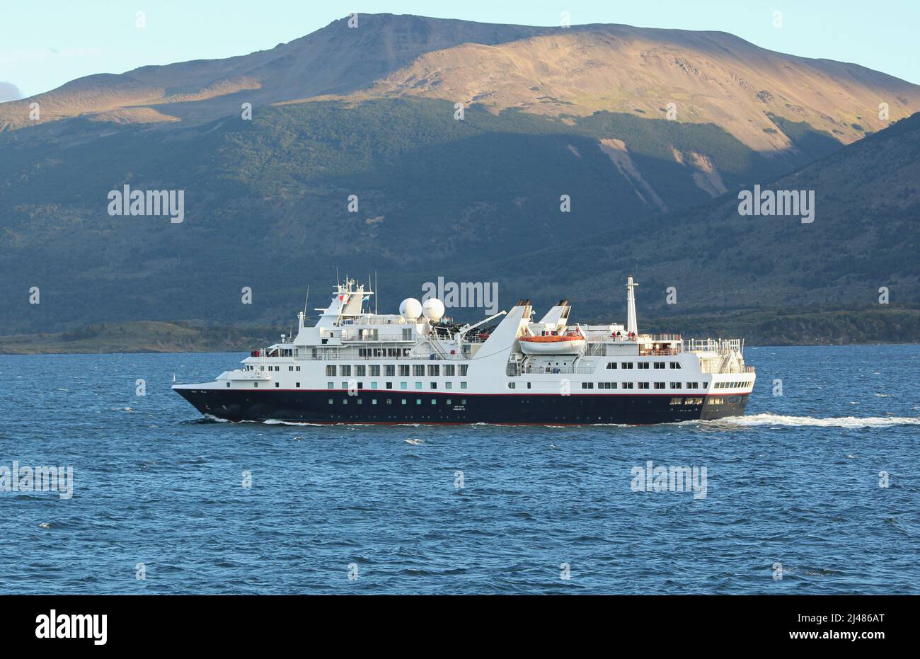 The new expedition cruise line Exploris bought the Silver Explorer. (Silversea). The cruise ship will start sailing for Exploris in December 2023. Stock Photo