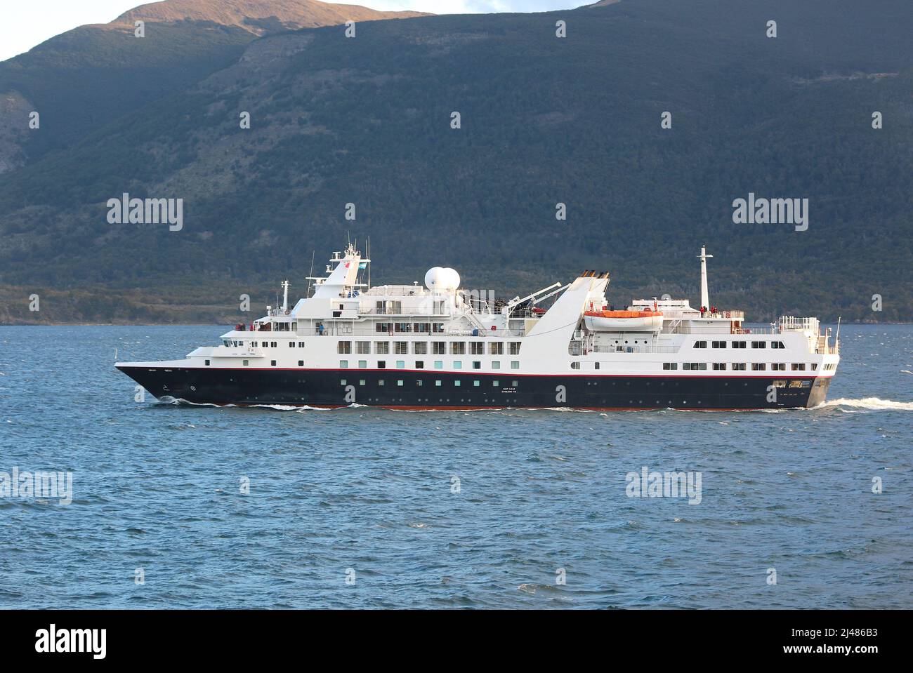 The new expedition cruise line Exploris bought the Silver Explorer. (Silversea). The cruise ship will start sailing for Exploris in December 2023. Stock Photo