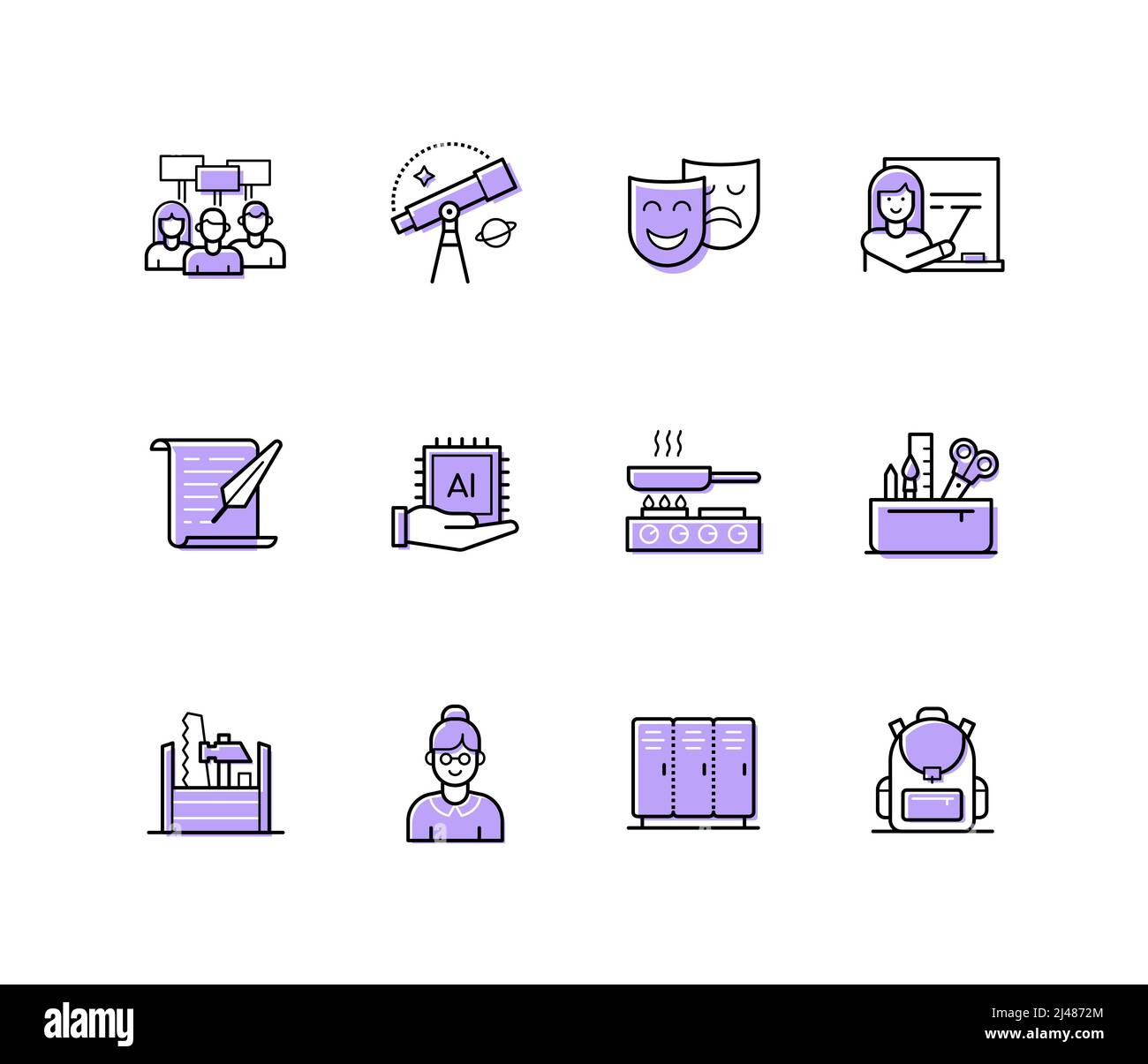 School education - modern line design style icons set Stock Vector ...