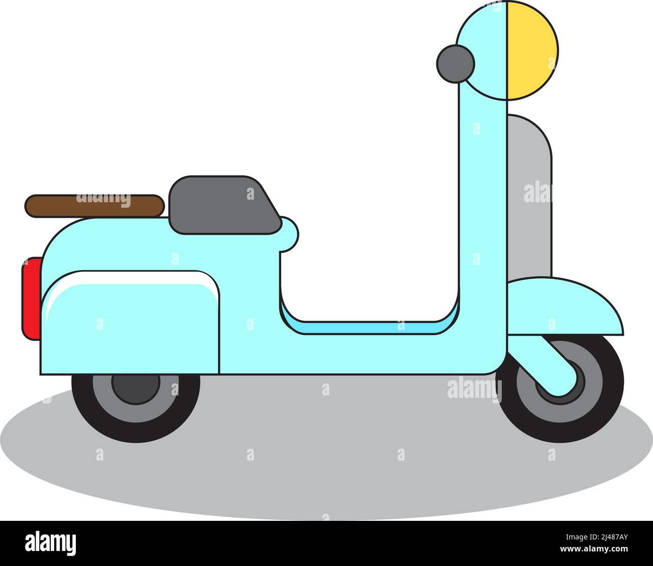 Vintage scooter. Blue Classic scooter. Flat vector. Stock Vector