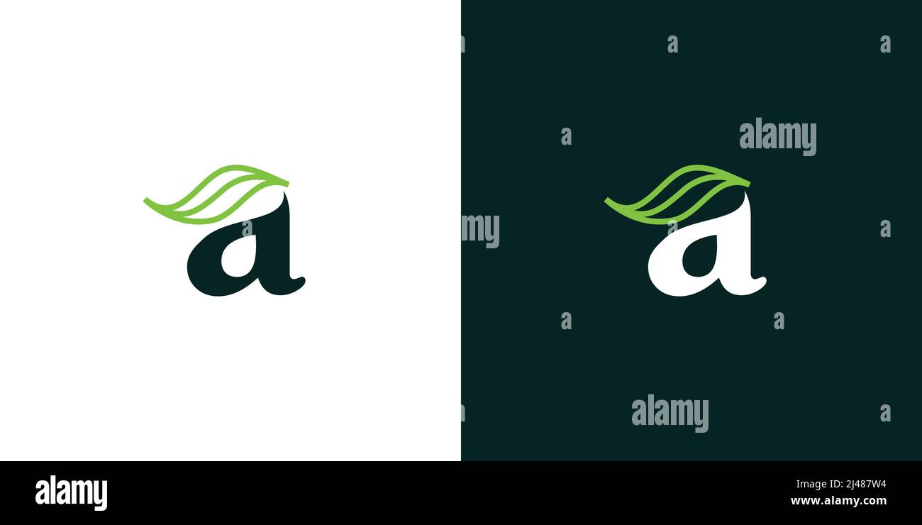 Minimalist and modern initial letter A leaf logo design 1 Stock Vector