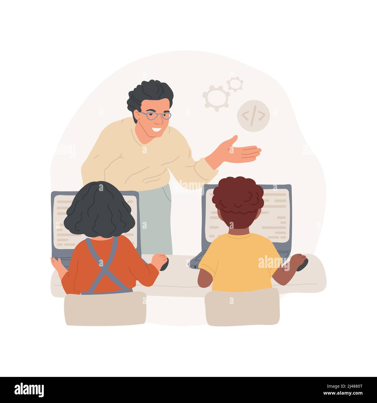 Coding class isolated cartoon vector illustration. Coding class for ...