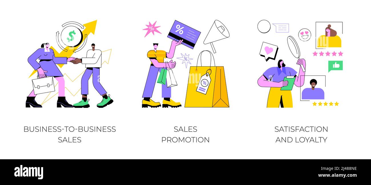 Product promotion abstract concept vector illustration set. Businessto