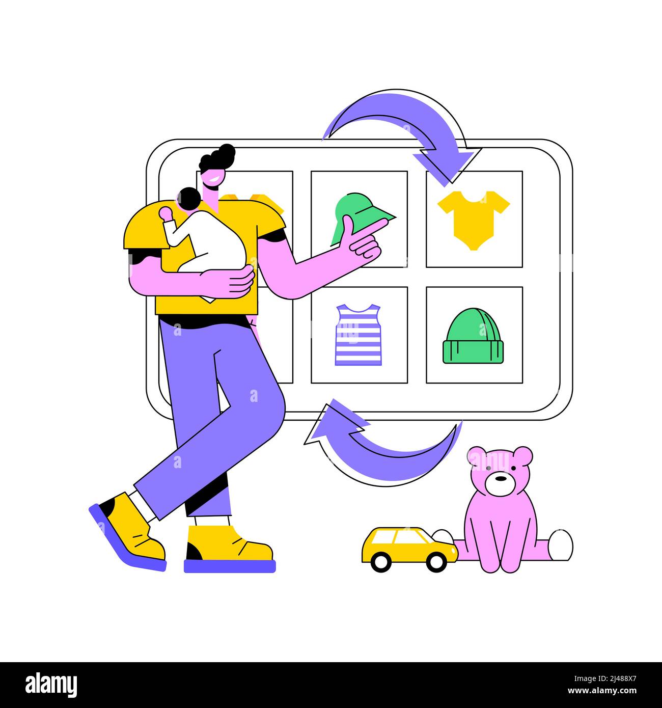 Baby clothes trade in abstract concept vector illustration. Used